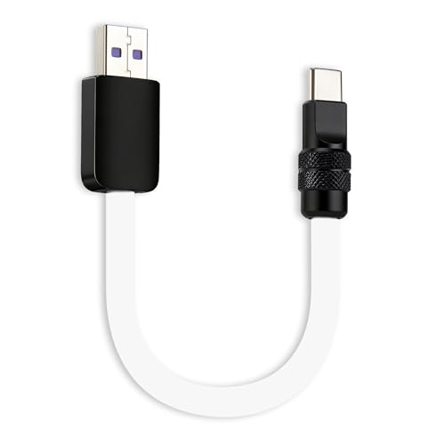 chubbycable 120W Short USB A to C Charging Cable, White+Black, 0.82FT