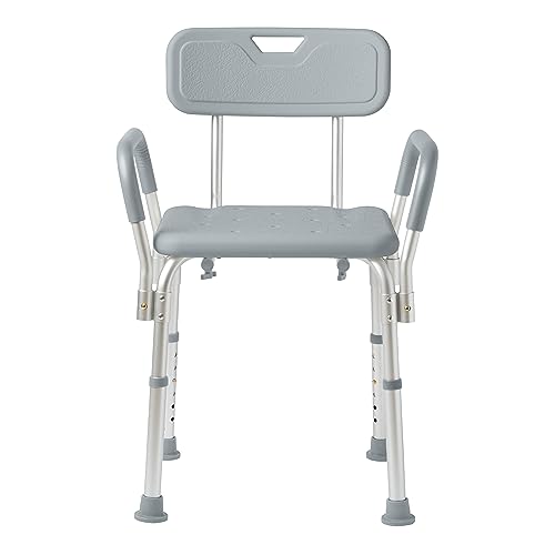 Medline Shower Chair for Elderly, Adults & Disabled, 350 lb Capacity - Heavy Duty Shower Seat with Padded Arms and Back for Inside Shower, Adjustable Height Bath Stool for Bathtub, Slip Resistant by Medline - Used condition - US$38.16