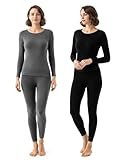 2 Packs Thermal Underwear for Women Long Johns Set for Cold Weather Base Layer Top & Bottom with Fleece Lined