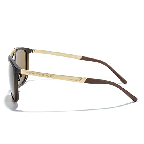 MERRY'S Square Polarized Sunglasses for Men Women Vintage Double Bridge Sunglasses Mirrored Lens4