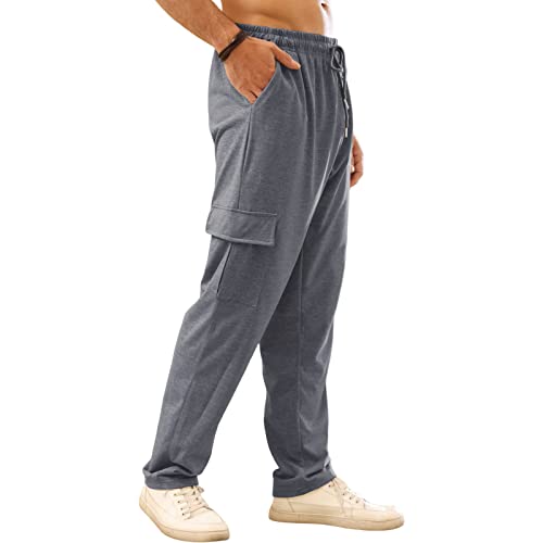 Ctu Mens Workout Cargo Sweatpants Athletic Pants Open Bottom Joggers Casual Baggy Sweatpants With Pockets Darkgrey #TOP5