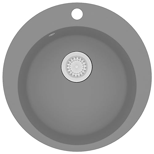 vidaXL Évier de Cuisine en Granit Bac Unique Rond Gris Décor de Cuisine Maison