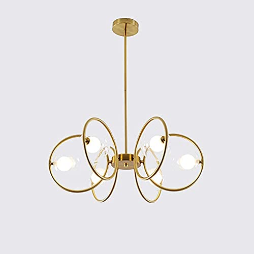 Luminaire de pendentif réglable dorée lustre 6 à 8 lumières