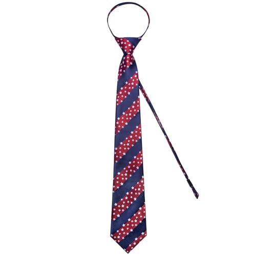 Image of DiBanGu Silk Zipper Ties for Men,Paisley Solid Plaid Pre-tied Tie and Pocket Square Cufflinks Set Formal Adjustable Necktie