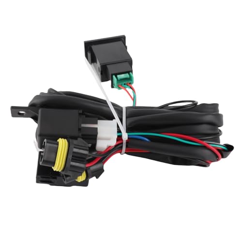 Akozon cablaggio fendinebbia auto + Kit cablaggio interruttore fendinebbia, 12V universale LED per auto Interruttore on/off fendinebbia Kit relè fusibile cablaggio