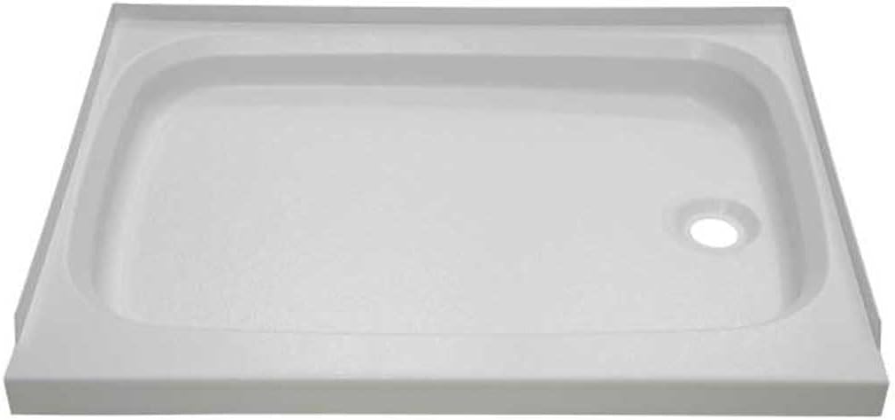 Lippert Replacement 24" x 46" White Shower Pan with Right Drain for RVs, Manufactured Homes, Travel Trailers, 5th Wheels, and Motorhomes - 210383