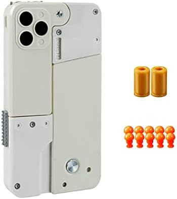 Cellphone Shell Folding Shooting Toy, 2 Consecutive Firing Funny Deformation Shooting Toy One Key Shell Throwing Design 40 Inch Long Range Shooting, Birthday Gift for Boys Girls (White)