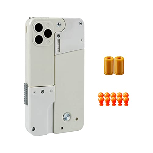Cellphone Shell Folding Shooting Toy, 2 Consecutive Firing Funny Deformation Shooting Toy One Key Shell Throwing Design 40 Inch Long Range Shooting, Birthday Gift For Boys Girls (White) #TOP1