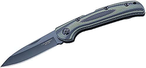 Herbertz Taschenmesser, Stahl AISI 420, schwarz beschichtet, Backlock, Griffschalen G-10, Clip