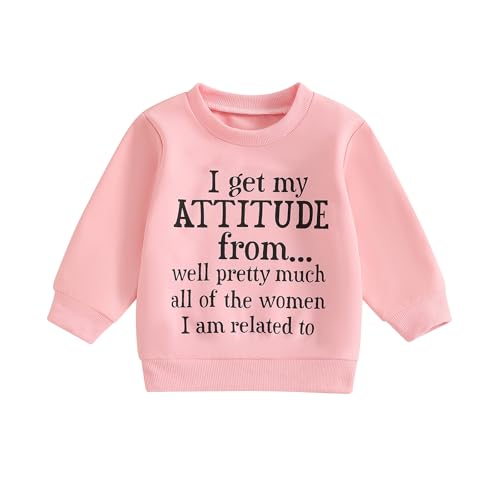 Douhoow Toddler Girl Sweatshirt I Get My ATTITUDE Pullover Sweatshirt Baby Girl Tops Cute Fall Winter Clothes