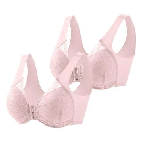 Soutien-gorge grand soutien sans armature boucle avant dentelle beige XL