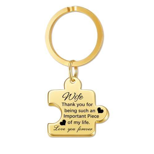 Image of Gifts for Wife Key Chains Women Cute Puzzle Key Chain Stainless Steel Keychains for Women Jewelry Gift