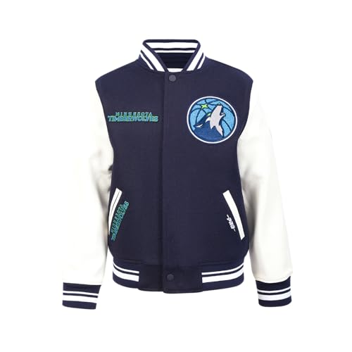 Pro Standard BIG KIDS NBA MINNESOTA TIMBERWOLVES RETRO CLASSICS VARSITY JACKET MIDNIGHT NAVY/WHITE S