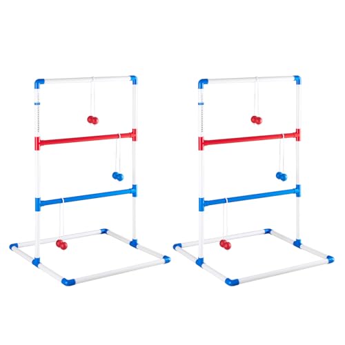 OLIXIS Ladder Ball Set for All Ages, Bolas, Scoreboards & Carry Bag, White