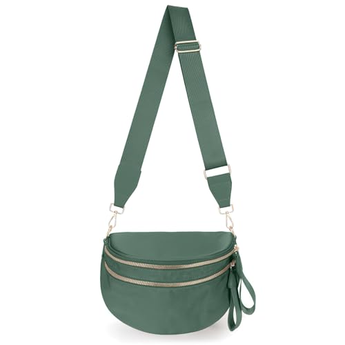 Image of Lushandy Bum Bag Checkered Crossbody Bag Mom Everyday Purse | Roomy Space, Wipe Clean, Wide Strap