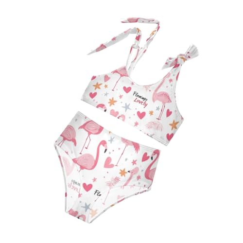 Plaaee Girls' 2 Piece Swimsuits Cute Flamingo Star Cute Bikini Set Bathing Suit 4T4