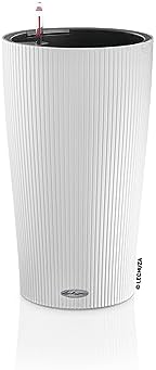 Lechuza – Pot De Fleurs D'Extérieur Et D'Intérieur – Stone Cubeto – Réserve D'Eau Intégrée – Coloris Gris Pierre – 30 X 13 Cm