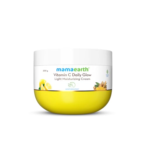 MAMAEARTH Vitamin C Daily Glow Light Moisturizing Cream with Vitamin C & Turmeric 200g | For Face, Hand & Body | 24H Moisturization | Quick Absorbing, Non-Greasy | Soft Moisturizer