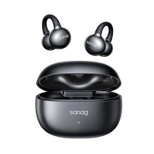 Sanag Z60S Open Ear Clip-On Kopfhörer, Kabellos Bluetooth 5.4 Ohrhörer, IPX4 Wasserdicht, Geräuschunterdrückung Telefonieren, 50 Stunden Wiedergabezeit für Sport und Laufen,...
