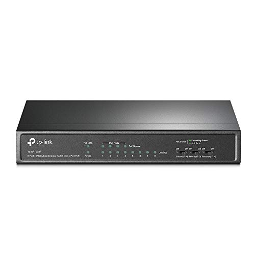 TP-Link PoE Switch 8-Port 100 Mbps, 4 PoE ports up to 15.4 W for each PoE port and 57 W for all PoE ports, Metal Casing, Plug and Play, Ideal for IP Surveillance and Access Point (TL-SF1008P