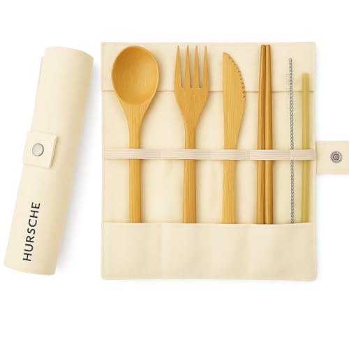 Bamboo Utensil Set with Case &ndash; Reusable Travel Cutlery