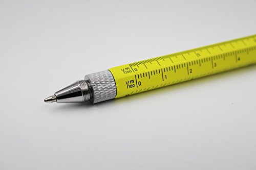 6 In 1 Multitool Pen With Gift Box - Includes 1 Ballpoint Pen, Universal Stylus Pen, Ruler,Flat And Phillips Screwdriver Bit, Level Gauge - The Perfect Multi-Function Gadg (Model B, 1Pcs Light Yellow) #TOP5
