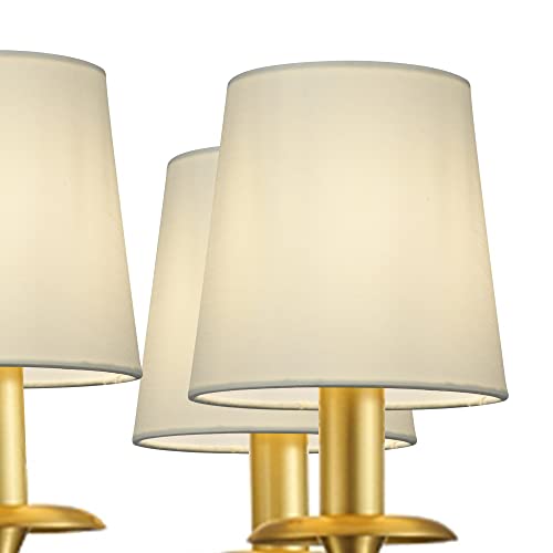 Lampwell Virgo Clip-On Chandelier Lamp Shades,Set Of 6,Small Barrel,5.2"×4"×H5.2",Fabric, Handmade,Traditional Decorative,Beige #TOP5