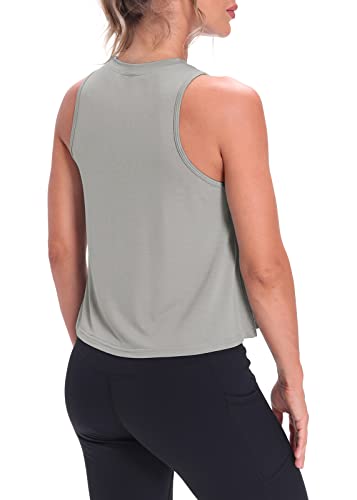 Image of Mippo Crop Tops for Women Womens Workout Tops Flowy Cropped Tank Tops Athletic Shirts