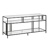 Henn&Hart Rectangular TV Stand with Glass Shelves for TV's up to 60" in Blackened Bronze, TV Stands for the Living Room