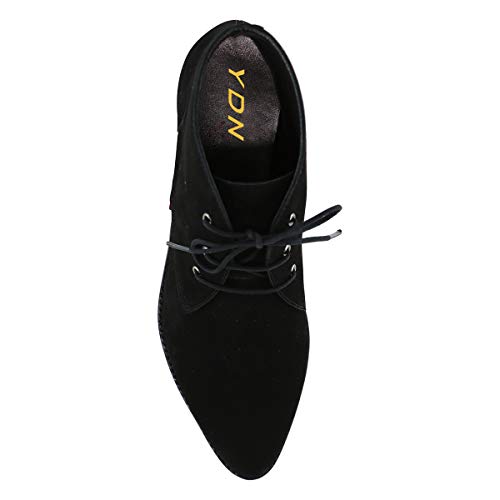 YDN Womens Trendy Low Heel Pointy Toe Lace Up Chukka Ankle Boots Flats Fall Winter Booties Casual Formal Dress Shoe Size 4-15 US4