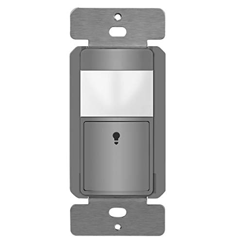 TOPGREENER Interruptor de Sensor de Movimento Infravermelho Passivo Pir, Detector de Nível de Luz Ambiente, Sem Necessidade de Neutro, 150 W Led/Cfl, Modos de Ocupação e Vacância, (1 Pacote, Cinza)