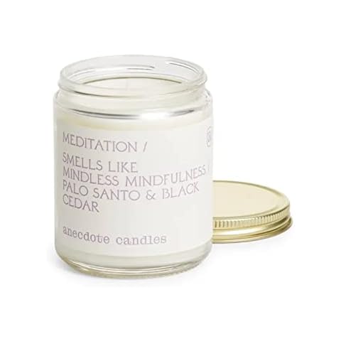 Anecdote Candles ‘Meditation' Coconut Soy Wax Candle Jar | Premium Hand Poured & Long Burning | Palo Santo & Black Cedar Scent | Phthalate-Free | for Home, Office, Gift - 7.8 Oz Cover