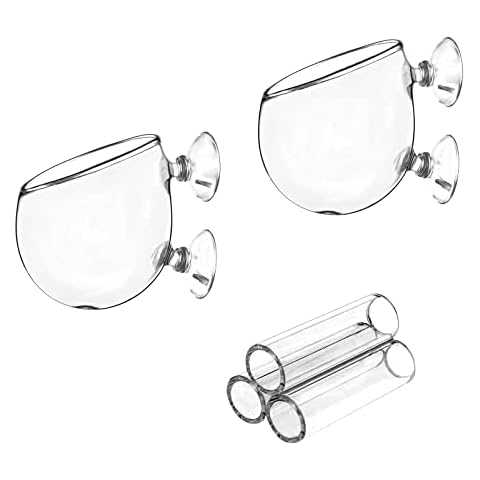 IAFVKAI 2pcs Aquarium Plant Cup Aquarium Decoration Aquatic Plant Pot with Suction Cups for Fish Tank Plant and 3-Tube Fish Shrimp Feeder Glass Breeding Tube Cover