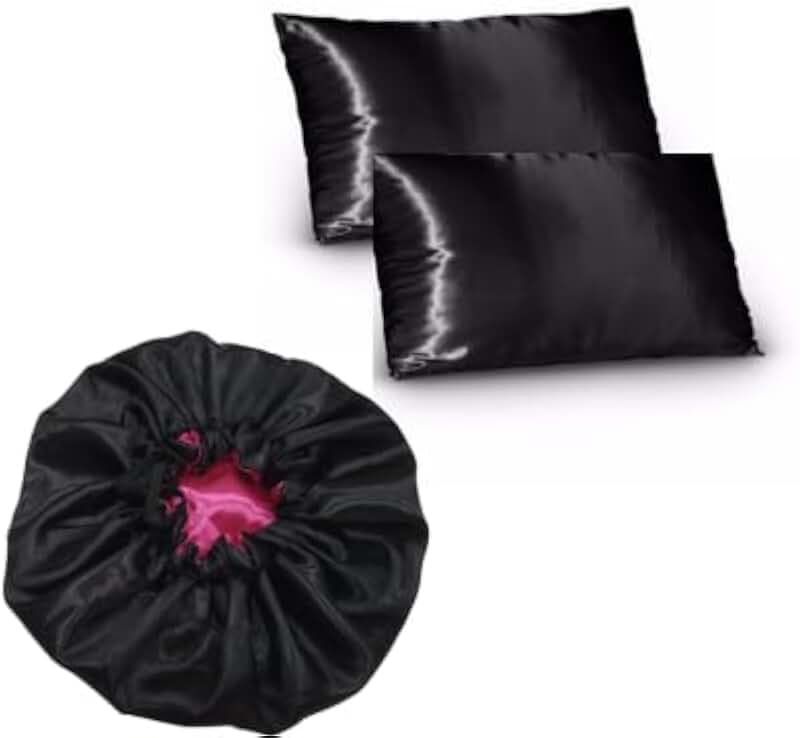 toca touca de cetim dupla face + 2 fronhas de cetim