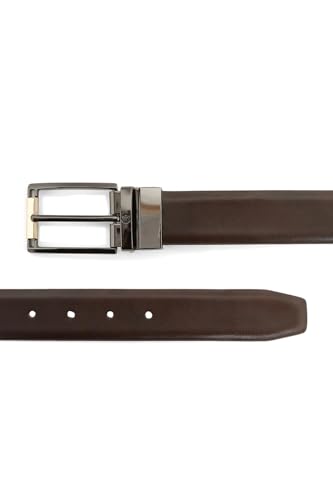 Image of Louis Philippe Men's 100% Italian Leather Dual Tone Zinc Alloy Buckle Formal Reversible Belt