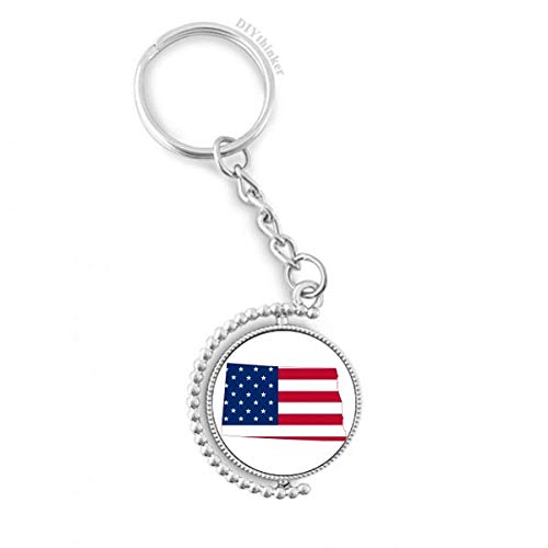 Porte-clés anneau keyholder motif drapeau Dakota du Nord États-Unis multicolore rotatif