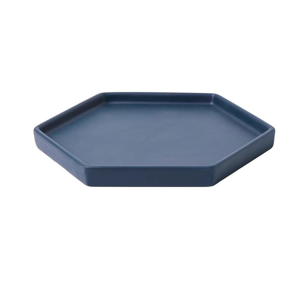 K5C7S3W9D6 plant dish saucer Blue Plant Drip Tray Ceramic, Hexagon Flower Pot Saucer For Indoors Outdoors