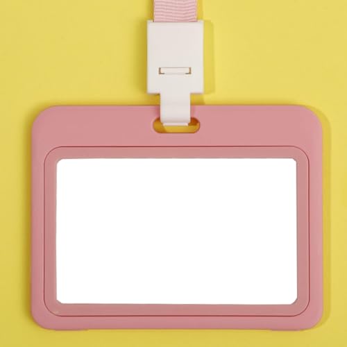 Rexcp Id Card Holder,Office,School Id,Credit Card,Double-Sided Transparent Window Horizontal Hard Shell Waterproof Card Holder(Horizontal Pink).2