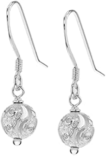 Tuscany Silver Women's Sterling Silver Small Pattern Ball Drop Earrings