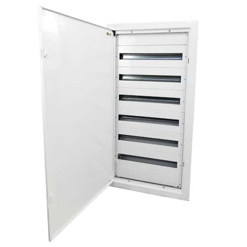 Doktorvolt Caja de distribución empotrada, caja de fusibles, armario de distribución, carcasa de metal, distribuidor empotrado, 144 módulos, 6 filas con puerta, color blanco, IP30 IK07 para Doktorvolt Caja de distribución empotrada, caja de fusibles, armario de distribución, carcasa de metal, distribuidor empotrado, 144 módulos, 6 filas con puerta, color blanco, IP30 IK07 para