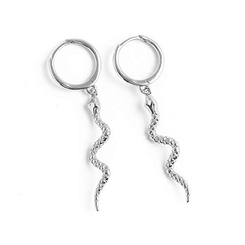 Snake Dangle Small Hoop Earrings 925 Sterling Silver Personalized Punk Drop Animal Earring Huggie Hoops 10Mm Hypoallergenic Fashion Ear Jewelry (Silver) #TOP10