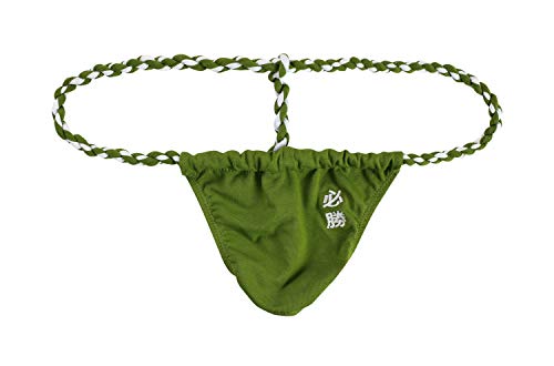 Newsywell Hommes String Coton Bikini Taille Basse Classic Slip Tanga Mâle Respirant Elasthane sous-vêtement Vert Grand Cover