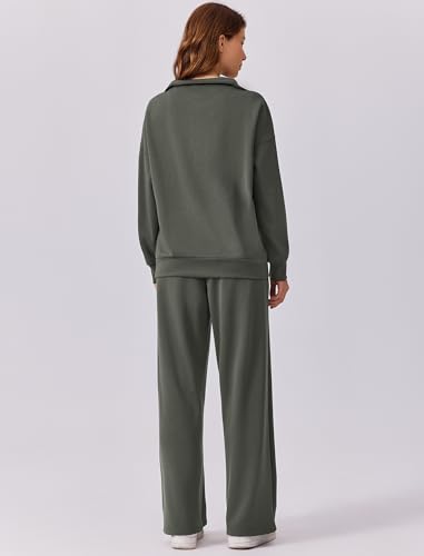Image of PINSPARK 2 Piece Sets for Women 2026 Fall Outfits Sweatsuit Oversized Sweatshirt Wide Leg Sweatpants Matching Set Tracksuit