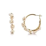 Winssigma Colorful Beaded Earrings for Women, Boho Flower Hoop Earrings(White Daisy)