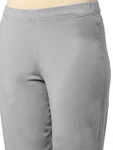 Image of GO COLORS Women Solid Ebony Grey Mid Rise Regular Fit Cotton Kurti Pants