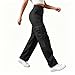 MaMiDay Baggy Cargo Pants for Women High Waisted Open Leg Pants Lightweight Hiking Streetwear Fashion Outfits with Pockets Black
