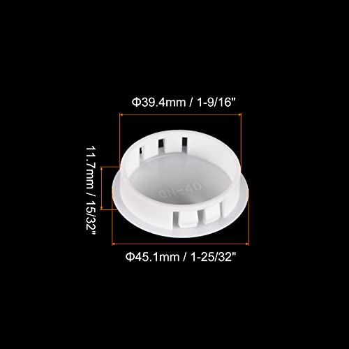 Image of uxcell 1-9 /16 inch Plastic Hole Plugs, 26Pcs Flush Type Panel Round Snap in Fastener Knockout Locking Plugs for Furniture Insert End Caps Panels, White