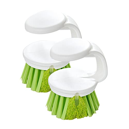 SOLUSTRE Kitchen Cleaning Brush Set 2 Pcs Dish Brush Soap Dispenser for Grease Removal