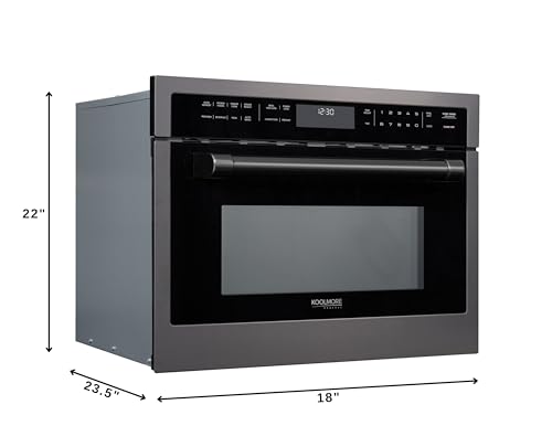 Image of KoolMore Reserve 24 in. 1.6 cu. ft. Built-in Convection Microwave Oven with 10 Power Levels, Sensor Cooking, Bake, Roast, Broil, 1750 Watts with NEMA 5-20P Plug, UL Certified in Black Stainless-Steel