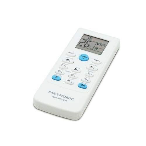 Metronic 495348 - Mando a Distancia Universal para Aire Acondicionado, Mando Universal Aire Acondicionado búsqueda automática o por Modelo, Timer, 5 Modos de Funcionamiento, Blanco